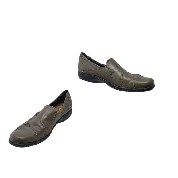 Cobb Hill Paulett Leather Loafers  7.5N Gray Pleated Detail Slip-On Comfort Shoe - Picture 1 of 13